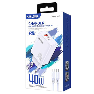 Incarcator Retea + Cablu USB-C Kaku KSC-937, 40W, 1xUSB-C, 1xUSB-A, PD, QC 3.0 - Alb
