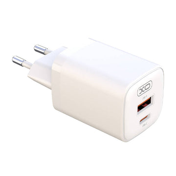 Incarcator Retea + Cablu USB-C XO L96, 30W, 1xUSB-C, 1xUSB-A, PD, QC 3.0 - Alb