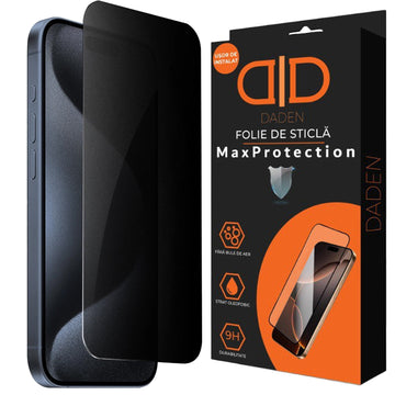 Folie Privacy pentru iPhone 17 Pro, Full Glass - Transparent / Negru