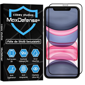 Folie Clear pentru iPhone 11, Xr, Full Glass - Transparent / Negru