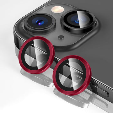 Folie Camere pentru iPhone 15, 15 Plus, AutoAlign, Lens KIT - Rosu