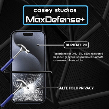 Folie Clear pentru iPhone 15 Pro, AntiStatic Glass - Transparent / Negru