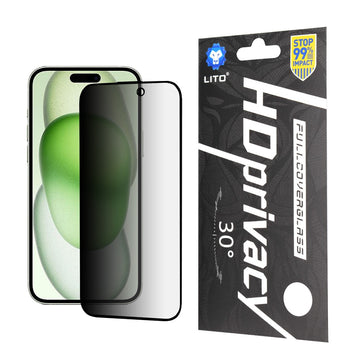 Folie HD Privacy pentru iPhone 15 Plus, AntiSpy - Contur negru - Set x10