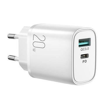 Incarcator Retea Joyroom L-QP2011, 20W, 1xUSB-C, 1xUSB-A, PD, QC 3.0 - Alb