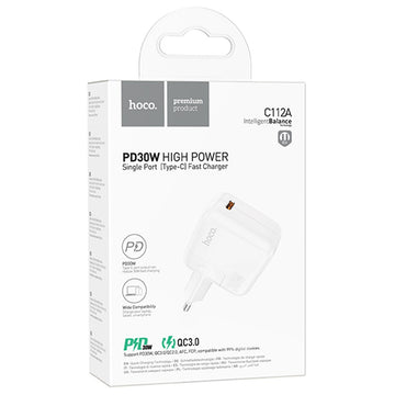 Incarcator Retea Hoco C112A, 30W, 1xUSB-C, PD - Alb