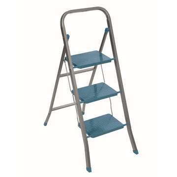 Scara pliabila metal ZILAN, 3 trepte, sistem blocare, ZLN4292, argintiu-albastru
