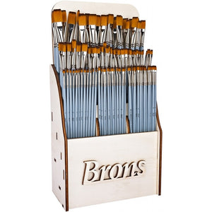 Pensula Brons BR-779, varf lat, nr. 0-20, pictura cu ulei/culori acrilice, display lemn cu 168 buc