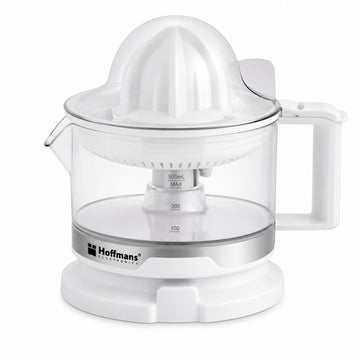 Storcator electric pentru citrice Hoffmans HM-8818, 40W, recipient 500 ml, 2 conuri, regulator pulpa 5 trepte, Alb