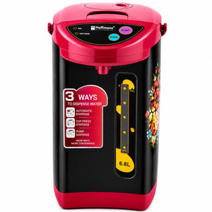 Termopot electric, Dispenser apa fierbinte/fierbator 6.8L Hoffmans HM-2568, 1000W, functie mentinere la cald, Negru/Roz
