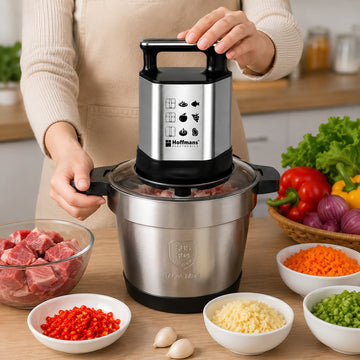 Tocator Electric Multifunctional 8.8L, 2000W, Hoffmans HM-8879, Inox, 4 Viteze, Pentru Carne si Legume