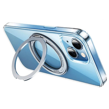 Husa Hoco AS1 pentru iPhone 15 Plus, MagSafe, Ring Stand, Frosted - Transparent