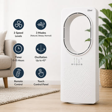 Ventilator fara palete Zilan ZLN1078, 50W, timer, telecomanda, oscilatie