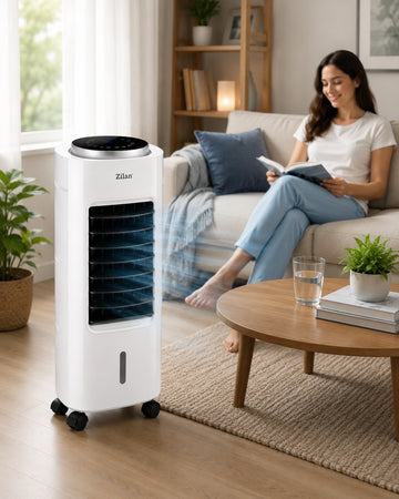 Ventilator racitor si purificator aer Zilan ZLN1314, 65W, rezervor 7L, timer, telecomanda, alb