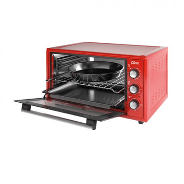 Zilan Cuptor electric ZLN5650, 2000 W, 45 L, 3 trepte putere, termostat reglabil, timer 90 min, interior emailat, rosu