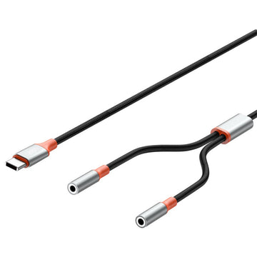 Cablu Audio XO NB-R269B, USB-C la 2x Jack 3.5mm F, 1.2m - Negru