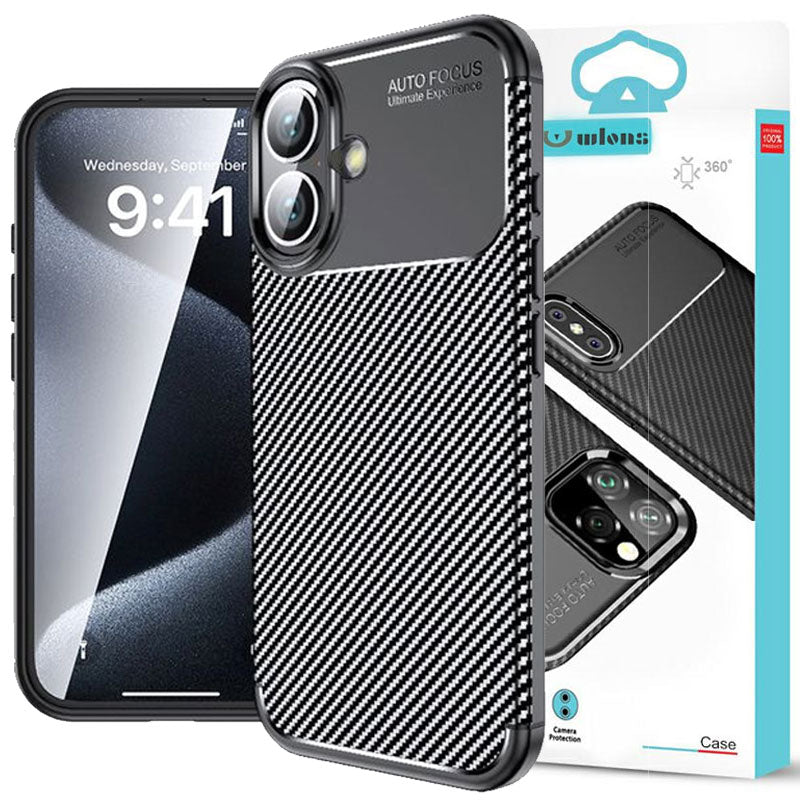 Husa AutoFocus - iPhone 16 Plus, Carbon Grain, Black