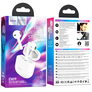 Casti Wireless Hoco EW19, Ear Buds, BT 5.3, 180h StandBy, 300mAh - Alb