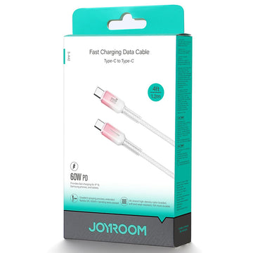 Cablu Date si Incarcare Joyroom A42, USB-C, PD60W, QC3.0, Fast, Crystal, 1.2m - Alb