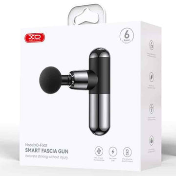 XO FG02, Aparat de Micro Masaj, 900mAh, 6 Trepte de Viteza, Fascia Gun - Gri inchis