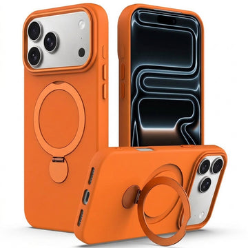 Husa SoftRing pentru iPhone 17/18 Pro, Magnetica, UltraSoft, Stand Ring, Microfiber + PC - Portocaliu
