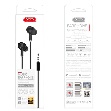 Casti cu Fir XO EP22, In Ear, 3.5mm, 1.2m, Mic & Volume Key, HiFi - Negru