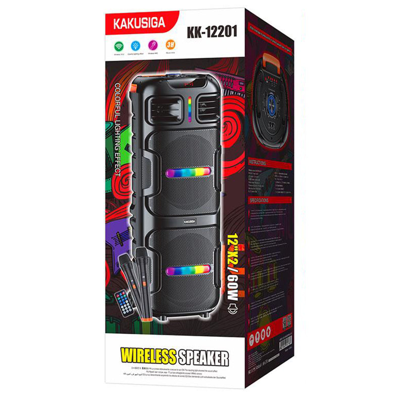 Kaku (KK-12201) - Boxa Portabila, 60W, 4500mAh, UltraBass, LED Display, Ambient Light, Black