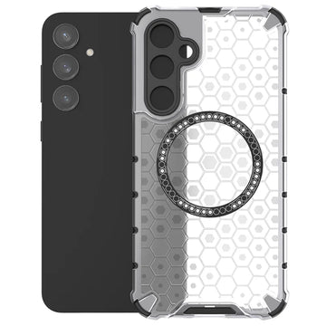 Husa HoneyComb pentru Samsung S23 FE, Magnet MagCase, AntiDrop Corners - Alb