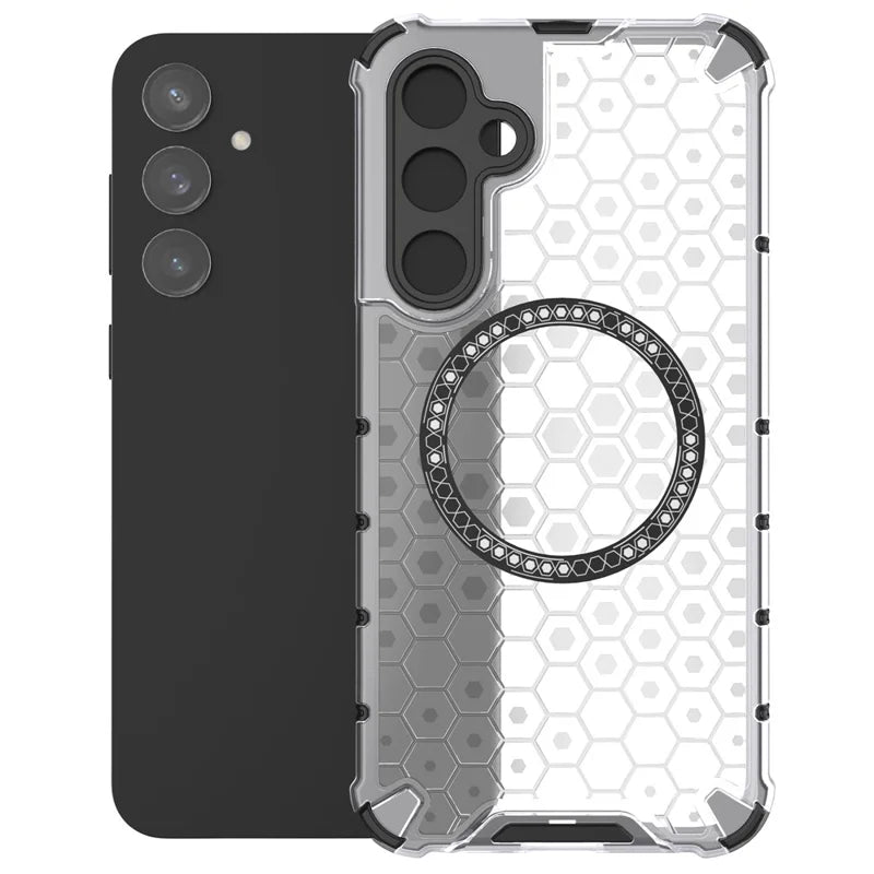 Husa HoneyComb - Samsung S23 FE, Magnet MagCase, AntiDrOppo Corners, White