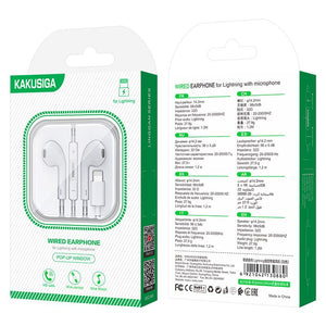 Casti cu Fir Kaku KSC-846, In Ear, Lightning, 1.2m, BT PopUp Connect - Alb