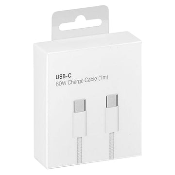 Cablu Date si Incarcare OEM MQKJ3ZM, USB-C la USB-C, 60W, 1m, Braided - Alb