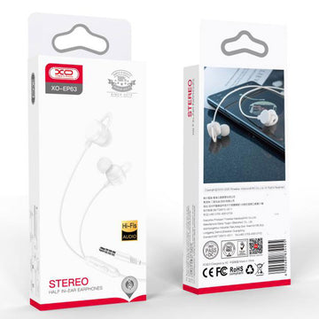 Casti cu Fir XO EP63, In Ear, 3.5mm, 1.2m, Mic & Volume Key, HiFi - Alb