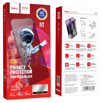 Folie Clear Hoco G15 pentru iPhone 14 Pro, Guardian Shield, AntiSpy, Contur Balck - Folie transparent