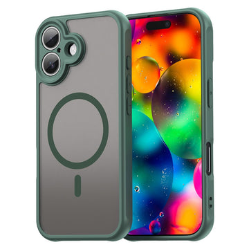 Husa MagFrost Pro pentru iPhone 17, Matte MagSafe, Frosted - Frame deep verde