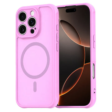 Husa MagFrost Pro pentru iPhone 15 Pro, Matte MagSafe, Frosted - Rama roz