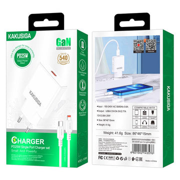 Incarcator Retea + Cablu Lightning Kaku KSC-1266, 1m, PD25W, 1xUSB-C, FastCharge - Alb