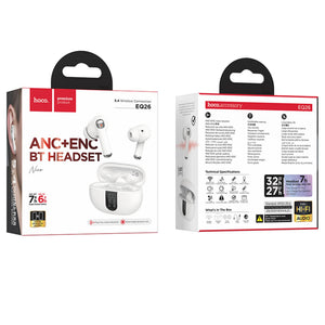 Casti Wireless TWS Hoco EQ26, BT 5.4, Active Noise Canceling ANC+ENC, 7h Autonomie - Alb