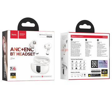 Casti Wireless TWS Hoco EQ26, BT 5.4, Active Noise Canceling ANC+ENC, 7h Autonomie - Alb