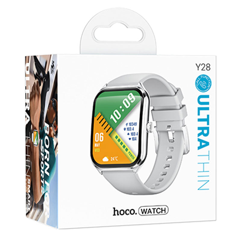 Hoco (Y28) - Ceas SmartWatch, Sport, BT 5.2, Amoled, functie de apel, 200mAh, Multilanguage, Silver