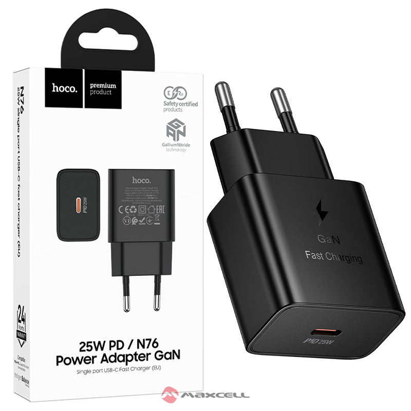 Hoco (N76) - Incarcator Priza, 25W, 1xUSB-C, FastCharging, Black