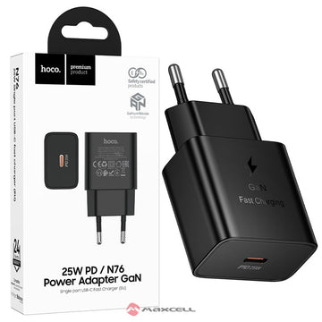 Incarcator Retea PD25W + Cablu USB-C Hoco N76, 1m, 60W - Fast | negru