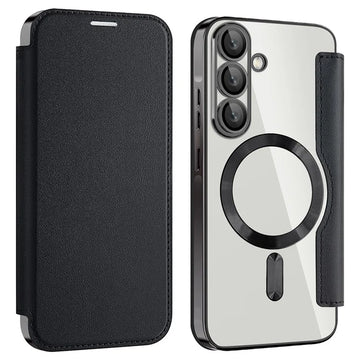 Husa MagFlip pentru Samsung A36 A366, Samsung A36 A366, Magnet, RFID Protect, Piele, Chrome Edge - Negru