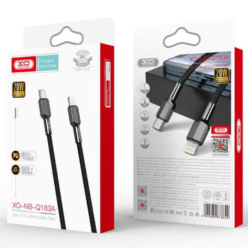 Cablu Date si Incarcare XO NB183A, USB-C la Lightning, PD20W, QC3.0, 1m - Negru