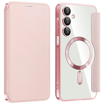 Husa MagFlip pentru Samsung A17, Magnet, RFID Protect, Piele, Chrome Edge - Roz