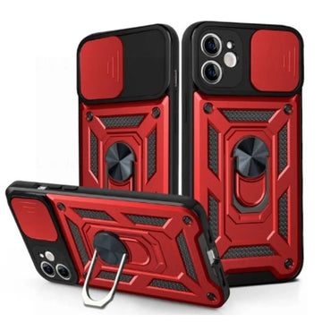 Husa Armor pentru Motorola Moto G24, CamSlide, Ring Stand - Rosu
