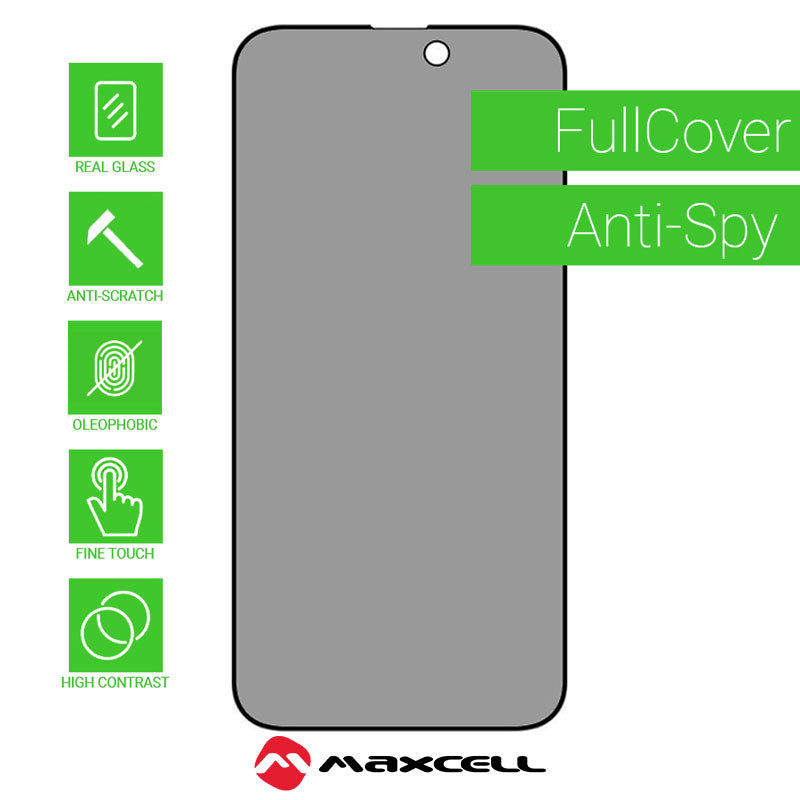Folie Privacy Maxcell TempeRed Glass pentru iPhone 13/13 Pro/14 Full Glue - Negru