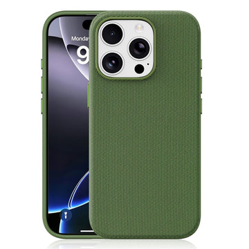 Husa Woven pentru iPhone 16 Pro, MagCase, TechWoven Piele, Soft Craft - Verde inchis