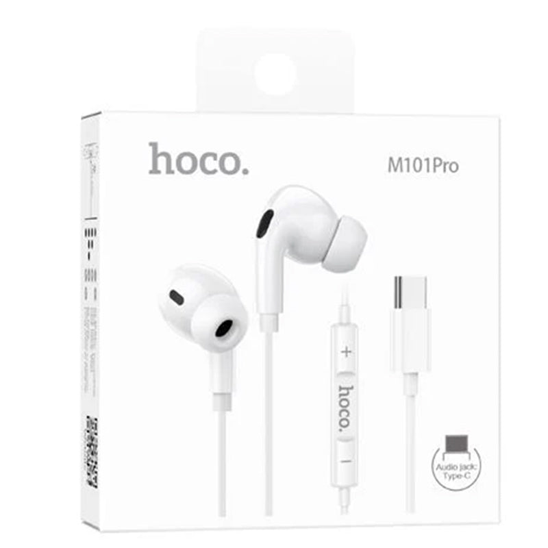 Hoco (M101 Pro) - Casti cu Fir, In Ear, USB-C, 1.2m cablu, Digital Mic, White