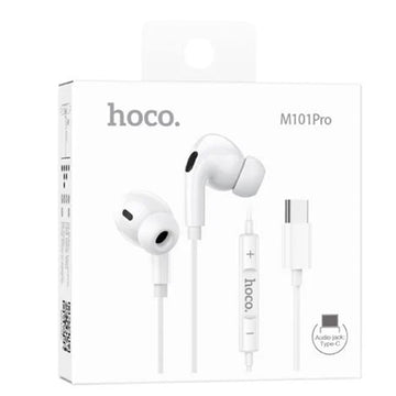 Casti cu Fir Hoco M101 Pro, In Ear, USB-C, 1.2m Cablu, Digital Mic - Alb