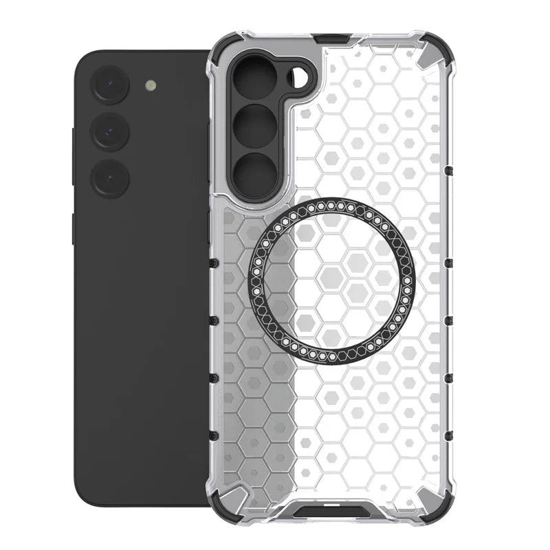 Husa HoneyComb - Samsung S23, Magnet MagCase, AntiDrOppo Corners, White
