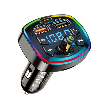 Modulator FM Kaku KSC-851, 18W, 1xUSB-C, 2xUSB-A, QC 3.0, Light Ambient - Negru